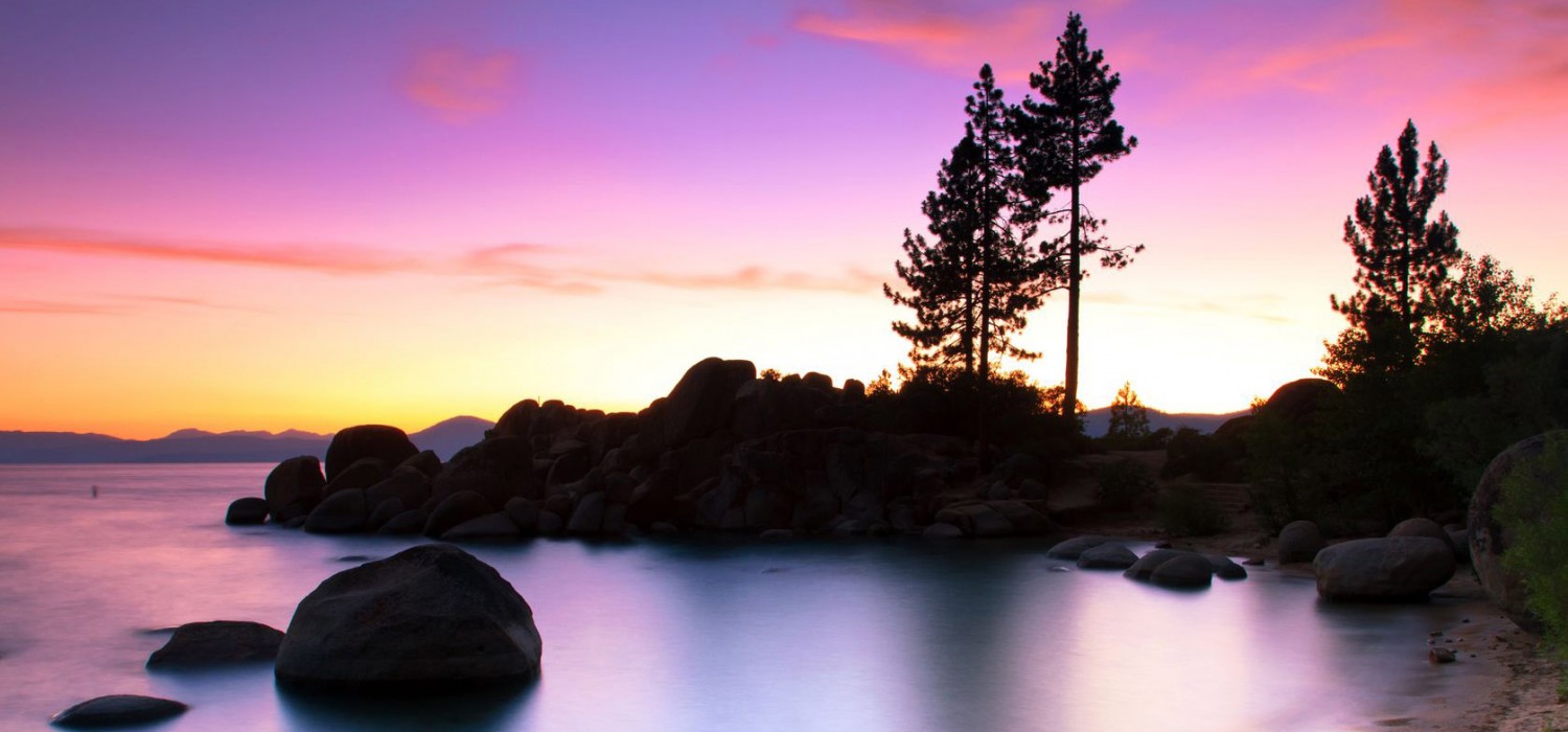 Lake Tahoe mountain home at dusk
